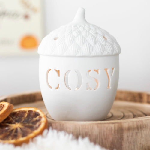 White Acorn Tea Light Holder